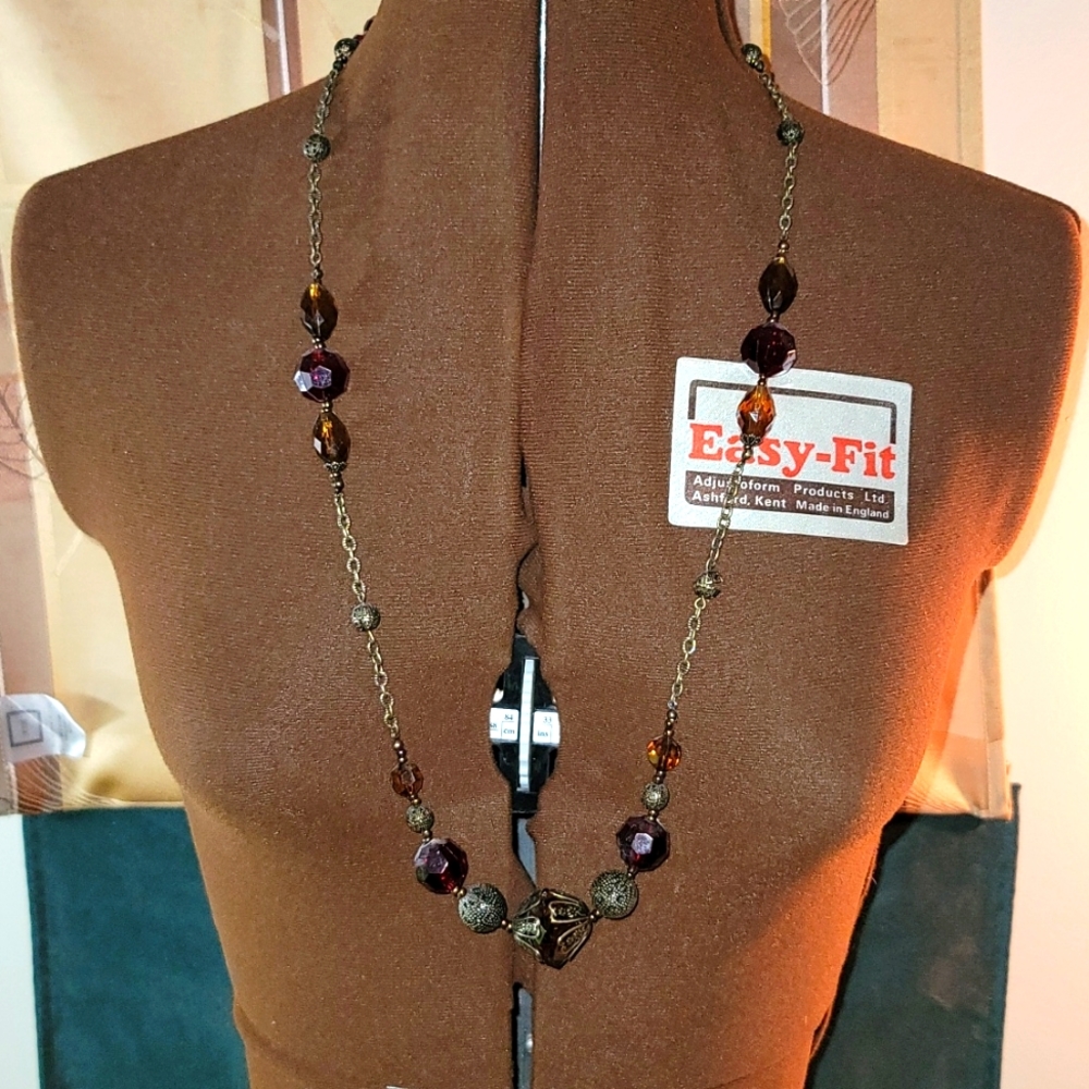 Gently loved unique Bohemian style necklace and earrings set Metal and jewels